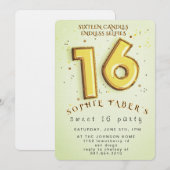 Foil Balloon Sweet Sixteen Birthday Party  招待状 (正面/裏面)