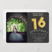 Foil Balloon Sweet Sixteen Birthday Party  招待状 (正面/裏面)