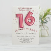 Foil Balloon Sweet Sixteen Birthday Party  招待状 (スタンド正面)