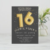 Foil Balloon Sweet Sixteen Birthday Party  招待状 (スタンド正面)