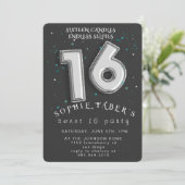 Foil Balloon Sweet Sixteen Birthday Party  招待状 (スタンド正面)