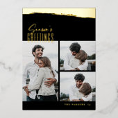 Foil Brushstroke Script Collage Christmas Card 箔招待状 (正面)