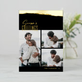 Foil Brushstroke Script Collage Christmas Card 箔招待状 (立ち正面)