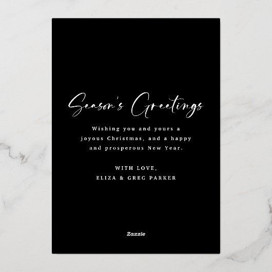 Foil Brushstroke Script Collage Christmas Card 箔招待状 (裏面)