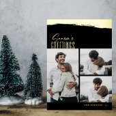 Foil Brushstroke Script Collage Christmas Card 箔招待状