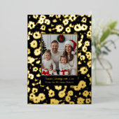 Foil Christmas Card Template 2 Photo Black Gold 箔シーズンカード (立ち正面)