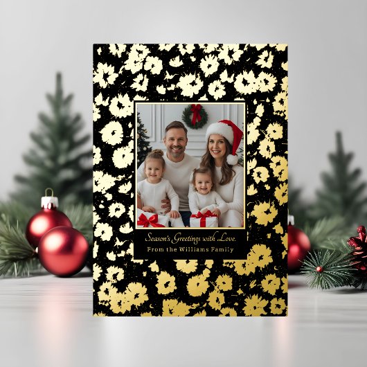 Foil Christmas Card Template 2 Photo Black Gold 箔シーズンカード