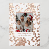 Foil Christmas Card Template Photo Floral Holiday 箔シーズンカード (正面)