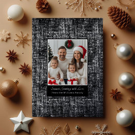 Foil Christmas Card Template Photo Rustic Textured 箔シーズンカード