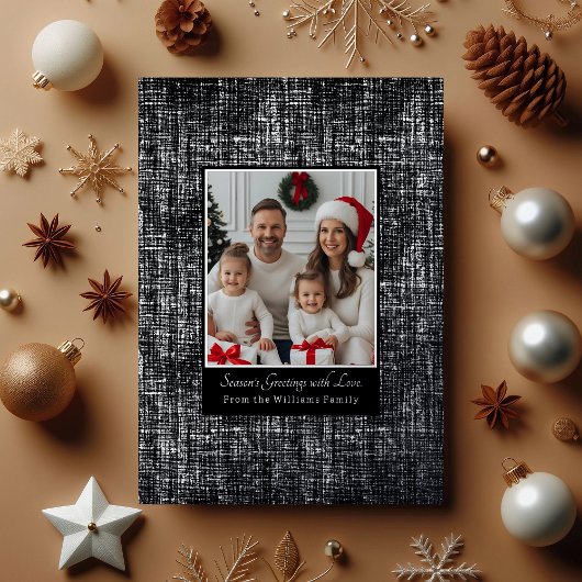 Foil Christmas Card Template Photo Rustic Textured 箔シーズンカード