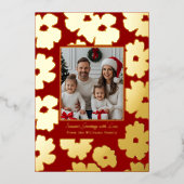 Foil Christmas Card Template Photos Holiday Red 箔シーズンカード (正面)