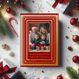 Foil Christmas Card Template Photos Holiday Red 箔シーズンカード