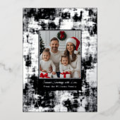 Foil Christmas Card Template Photos Rustic Texture 箔シーズンカード (正面)