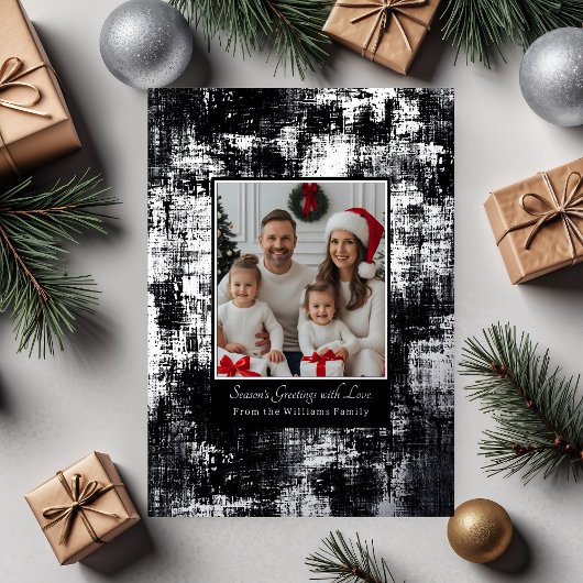 Foil Christmas Card Template Photos Rustic Texture 箔シーズンカード