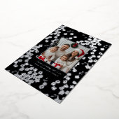 Foil Christmas Card Templates 2 Photo Floral Black 箔シーズンカード (回転した状態)