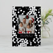 Foil Christmas Card Templates 2 Photo Floral Black 箔シーズンカード (立ち正面)