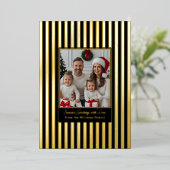 Foil Christmas Cards Template 2 Photo Black Stripe 箔シーズンカード (立ち正面)