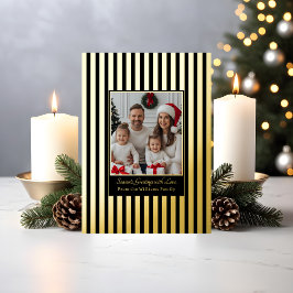 Foil Christmas Cards Template 2 Photo Black Stripe 箔シーズンカード