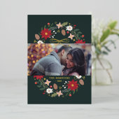 Foil Christmas Wreath Floral Holiday Photo Card 箔招待状 (立ち正面)