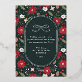 Foil Christmas Wreath Floral Holiday Photo Card 箔招待状 (裏面)