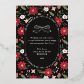 Foil Christmas Wreath Floral Holiday Photo Card 箔招待状 (裏面)