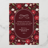 Foil Christmas Wreath Floral Holiday Photo Card 箔招待状 (裏面)