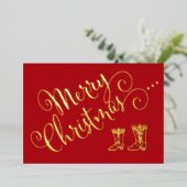 Foil Cowboy Boots Christmas Card 箔シーズンカード (立ち正面)