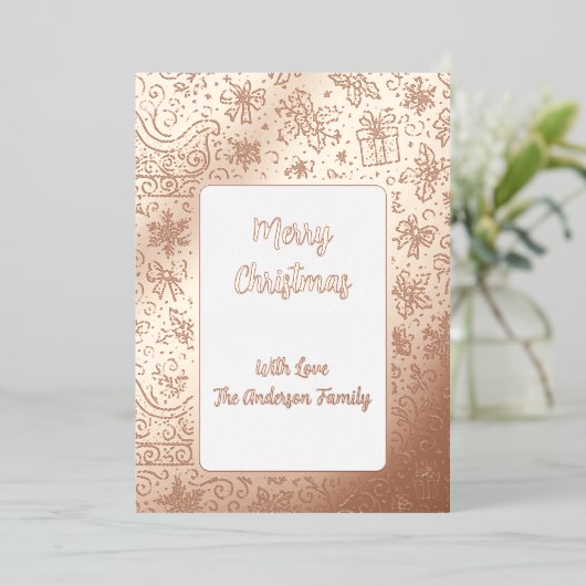 Foil Doodle Christmas Sleigh Pattern 箔シーズンカード (立ち正面)