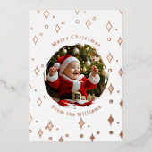 Foil First Christmas Card with Two Photos Baby 箔シーズンカード (正面)