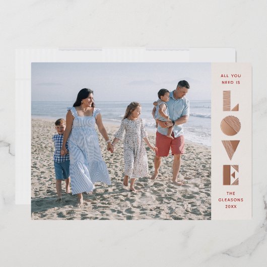 Foil Geo Love Valentine's Dayフォトカード – 赤 箔シーズンカード (封筒)