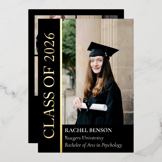 Foil Graduation Announcement & Party Invitation 箔招待状 (正面/裏面)