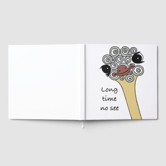 Foil Guestbook – Ostrich Doodle Design „Long Time ゲストブック (全面)