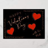 Foil Happy Valentine’s Day Custom Card with Hearts 箔招待状 (正面)