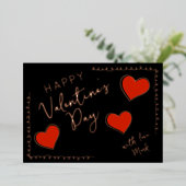Foil Happy Valentine’s Day Custom Card with Hearts 箔招待状 (立ち正面)