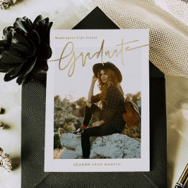 Foil Informal Script Graduation Announcement Card  箔シーズンカード
