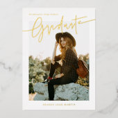 Foil Informal Script Graduation Announcement Card  箔シーズンカード (正面)