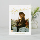 Foil Informal Script Graduation Announcement Card  箔シーズンカード (立ち正面)