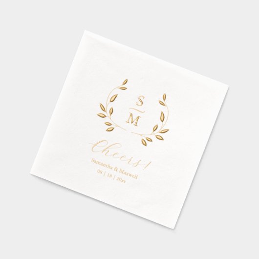 Foil Leaves Wedding Monogram Napkins 箔ナプキン (左)