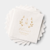 Foil Leaves Wedding Monogram Napkins 箔ナプキン (インサイチュ (積み重ね))