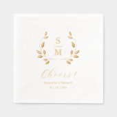 Foil Leaves Wedding Monogram Napkins 箔ナプキン (正面)