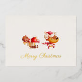 Foil Merry Christmas Cute Reindeer Holiday Card 箔シーズンカード (正面)