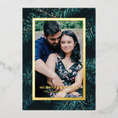 Foil Modern Pine Frame Christmas Photo Card 箔招待状 (正面)