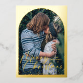 Foil Modern Snow Globe Merry Christmas Photo Card 箔招待状 (正面)