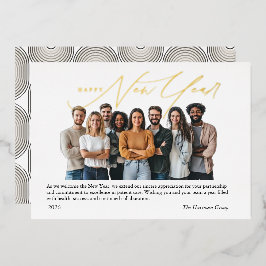 Foil New Year Greetings Photo with Art Deco  箔招待状