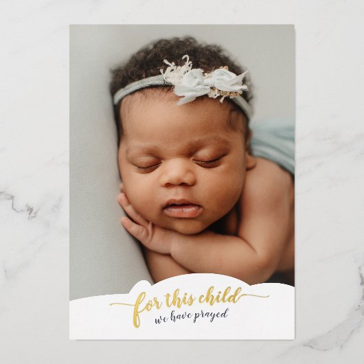  foil newborn photo Bible verse 出生発表 箔招待状 (正面)
