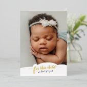  foil newborn photo Bible verse 出生発表 箔招待状 (立ち正面)