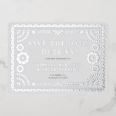 Foil Papel Picado Photo Wedding Save The Date Card 箔招待状 (正面)