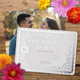 Foil Papel Picado Photo Wedding Save The Date Card 箔招待状