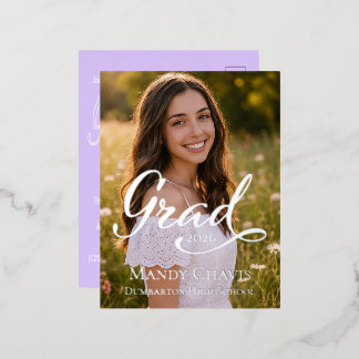 Foil Photo Graduation Announcement and Invitation 箔招待状ポストカード
