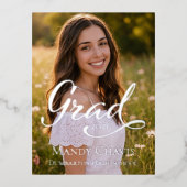 Foil Photo Graduation Announcement and Invitation 箔招待状ポストカード (正面)